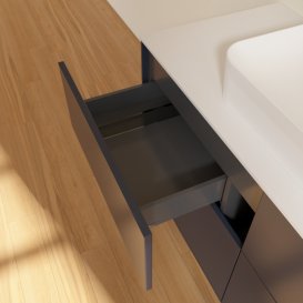 Тумба под раковину Villeroy & Boch Finion 120х50,1 см с подсветкой МДФ темно-синий матовый лак/стекло белое матовое G38100HG