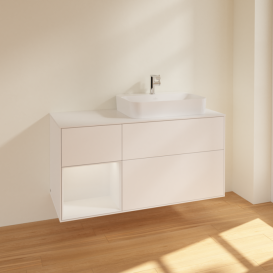 Тумба під раковину Villeroy & Boch Finion 120х50,1 см із підсвічуванням МДФ білий матовий лак/скло біле матове F391GFMT