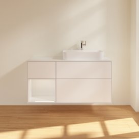 Тумба під раковину Villeroy & Boch Finion 120х50,1 см із підсвічуванням МДФ білий матовий лак/скло біле матове F391GFMT