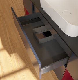 Тумба под раковину Villeroy & Boch Finion 160х50,1 см с подсветкой МДФ темно-синий матовый лак/стекло черное матовое G742HBHG