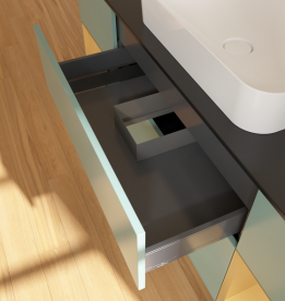 Тумба під раковину Villeroy & Boch Finion 160х50,1 см із підсвічуванням МДФ оливковий матовий лак/скло чорне матове G742HFGM