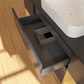 Тумба под раковину Villeroy & Boch Finion 160х50,1 см с подсветкой МДФ темно-синий матовый лак/стекло черное матовое G742HFHG