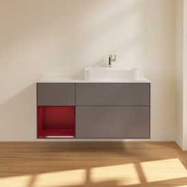 Тумба под раковину Villeroy & Boch Finion 120х50,1 см с подсветкой МДФ антрацит матовый лак/стекло белое матовое F391HBGK