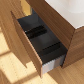 Тумба под раковину Villeroy & Boch Finion 120х50,1 см с подсветкой МДФ шпон грецкого ореха/стекло белое матовое F391HFGN