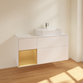 Тумба под раковину Villeroy & Boch Finion 120х50,1 см с подсветкой МДФ белый матовый лак/стекло белое матовое F391HFMT