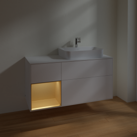 Тумба под раковину Villeroy & Boch Finion 120х50,1 см с подсветкой МДФ белый матовый лак/стекло белое матовое F391HFMT