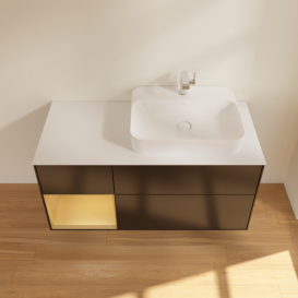 Тумба под раковину Villeroy & Boch Finion 120х50,1 см с подсветкой МДФ черный матовый лак/стекло белое матовое F391HFPD