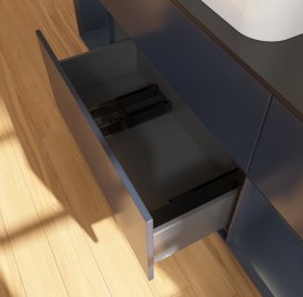 Тумба під раковину Villeroy & Boch Finion 160х50,1 см із підсвічуванням МДФ темно-синій матовий лак/скло чорне матове G742HGHG