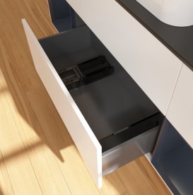 Тумба под раковину Villeroy & Boch Finion 160х50,1 см с подсветкой МДФ белый матовый лак/стекло черное матовое G742HGMT