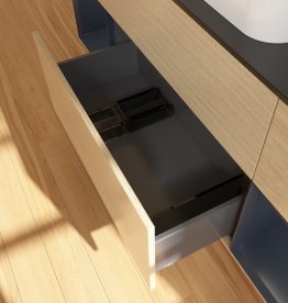 Тумба під раковину Villeroy & Boch Finion 160х50,1 см із підсвічуванням МДФ шпон дуба/скло чорне матове G742HGPC