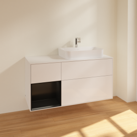 Тумба под раковину Villeroy & Boch Finion 120х50,1 см с подсветкой МДФ глянцевый белый лак/стекло белое матовое F391PDGF