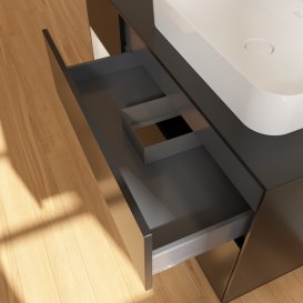 Тумба под раковину Villeroy & Boch Finion 120х50,1 см с подсветкой МДФ черный матовый лак/стекло черное матовое F392GFPD