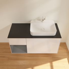 Тумба під раковину Villeroy & Boch Finion 120х50,1 см із підсвічуванням МДФ білий глянцевий лак/скло чорне матове F392GKGF