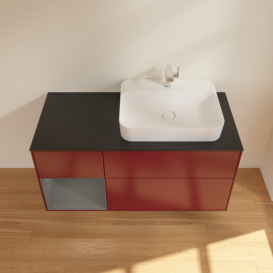 Тумба под раковину Villeroy & Boch Finion 120х50,1 см с подсветкой МДФ пион матовый лак/стекло черное матовое F392GKHB