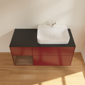 Тумба под раковину Villeroy & Boch Finion 120х50,1 см с подсветкой МДФ пион матовый лак/стекло черное матовое F392GNHB