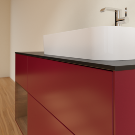 Тумба под раковину Villeroy & Boch Finion 120х50,1 см с подсветкой МДФ пион матовый лак/стекло черное матовое F392GNHB