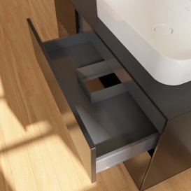 Тумба под раковину Villeroy & Boch Finion 120х50,1 см с подсветкой МДФ черный матовый лак/стекло черное матовое F392GNPD