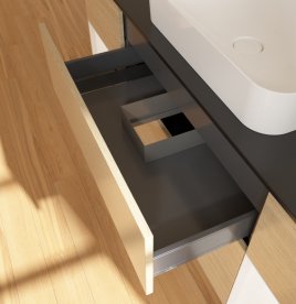 Тумба под раковину Villeroy & Boch Finion 160х50,1 см с подсветкой МДФ шпон дуба/стекло черное матовое G742MTPC