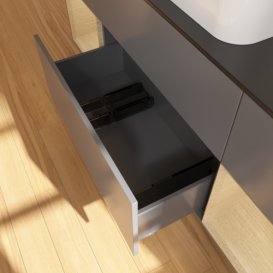 Тумба під раковину Villeroy & Boch Finion 160х50,1 см із підсвічуванням МДФ антрацит матовий лак/скло чорне матове G742PCGK