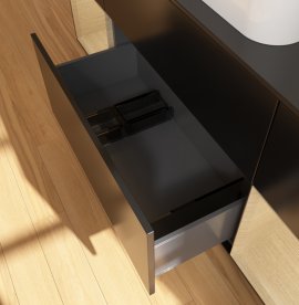 Тумба под раковину Villeroy & Boch Finion 160х50,1 см с подсветкой МДФ черный матовый лак/стекло черное матовое G742PCPD