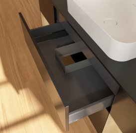 Тумба под раковину Villeroy & Boch Finion 160х50,1 см с подсветкой МДФ черный матовый лак/стекло черное матовое G742PCPD