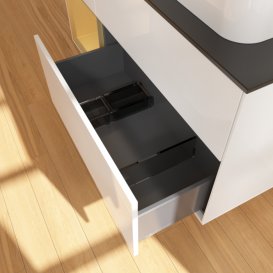 Тумба під раковину Villeroy & Boch Finion 120х50,1 см із підсвічуванням МДФ білий глянцевий лак/скло чорне матове F392HFGF