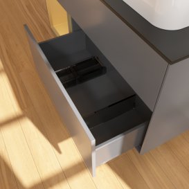 Тумба під раковину Villeroy & Boch Finion 120х50,1 см з підсвічуванням антрацит матовий лак/скло чорне матове F392HFGK