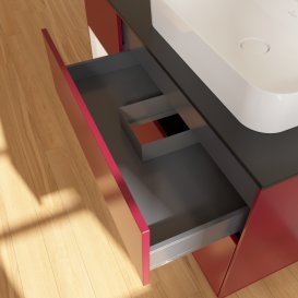 Тумба під раковину Villeroy & Boch Finion 120х50,1 см з підсвічуванням МДФ півонія матовий лак/скло чорне матове F392MTHB