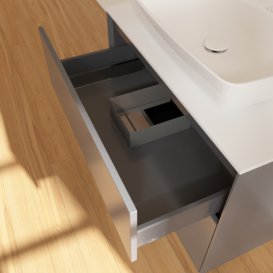 Тумба под раковину Villeroy & Boch Finion 80х50,1 см МДФ антрацит матовый лак/стекло белое матовое F75100GK