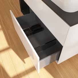 Тумба под раковину Villeroy & Boch Finion 120х50,1 см с подсветкой МДФ глянцевый белый лак/стекло черное матовое F392PDGF