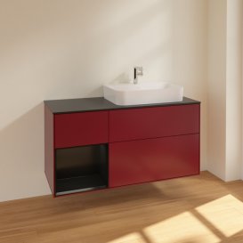 Тумба под раковину Villeroy & Boch Finion 120х50,1 см с подсветкой МДФ пион матовый лак/стекло черное матовое F392PDHB