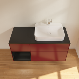 Тумба под раковину Villeroy & Boch Finion 120х50,1 см с подсветкой МДФ пион матовый лак/стекло черное матовое F392PDHB