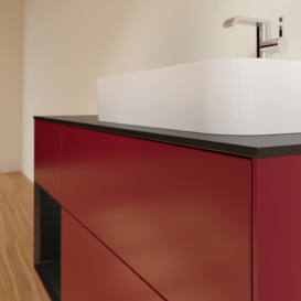 Тумба под раковину Villeroy & Boch Finion 120х50,1 см с подсветкой МДФ пион матовый лак/стекло черное матовое F392PDHB