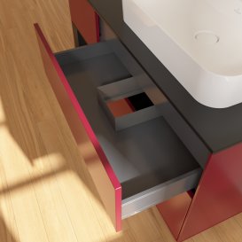 Тумба под раковину Villeroy & Boch Finion 120х50,1 см с подсветкой МДФ пион матовый лак/стекло черное матовое F392PDHB