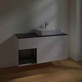 Тумба под раковину Villeroy & Boch Finion 120х50,1 см с подсветкой МДФ белый матовый лак/стекло черное матовое F392PDMT