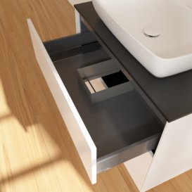 Тумба под раковину Villeroy & Boch Finion 80х50,1 см МДФ белый матовый лак/стекло черное матовое F75200MT