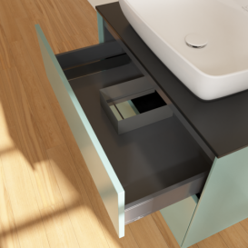 Тумба під раковину Villeroy & Boch Finion 80х50,1 см МДФ оливковий матовий лак/скло чорне матове F75200GM