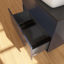 Тумба під раковину Villeroy & Boch Finion 80х50,1 см МДФ темно-синій матовий лак/скло чорне матове F75200HG