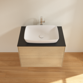 Тумба под раковину Villeroy & Boch Finion 80х50,1 см МДФ шпон дуба/стекло черное матовое F75200PC