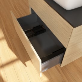 Тумба под раковину Villeroy & Boch Finion 80х50,1 см МДФ шпон дуба/стекло черное матовое F75200PC