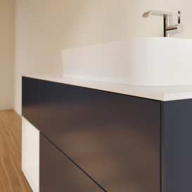 Тумба під раковину Villeroy & Boch Finion 120х50,1 см із підсвічуванням МДФ темно-синій матовий лак/скло біле матове F391GFHG