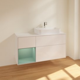 Тумба під раковину Villeroy & Boch Finion 120х50,1 см із підсвічуванням МДФ білий глянцевий лак/скло біле матове F391GMGF