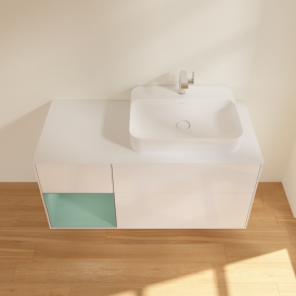 Тумба під раковину Villeroy & Boch Finion 120х50,1 см із підсвічуванням МДФ білий глянцевий лак/скло біле матове F391GMGF