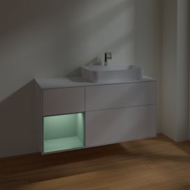 Тумба під раковину Villeroy & Boch Finion 120х50,1 см із підсвічуванням МДФ білий глянцевий лак/скло біле матове F391GMGF