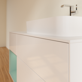 Тумба під раковину Villeroy & Boch Finion 120х50,1 см із підсвічуванням МДФ білий глянцевий лак/скло біле матове F391GMGF