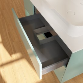 Тумба під раковину Villeroy & Boch Finion 120х50,1 см із підсвічуванням МДФ оливковий матовий лак/скло біле матове F391GMGM