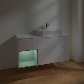 Тумба під раковину Villeroy & Boch Finion 120х50,1 см із підсвічуванням МДФ білий матовий лак/скло біле матове F391GMMT