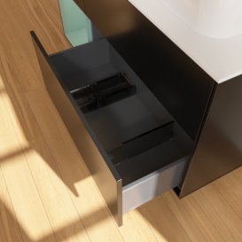 Тумба під раковину Villeroy & Boch Finion 120х50,1 см із підсвічуванням МДФ чорний матовий лак/скло біле матове F391GMPD