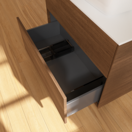 Тумба під раковину Villeroy & Boch Finion 80х50,1 см із підсвічуванням МДФ шпон волоського горіха/скло біле матове G75100GN