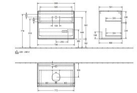 Тумба під раковину Villeroy & Boch Finion 80х50,1 см із підсвічуванням МДФ шпон волоського горіха/скло біле матове G75100GN